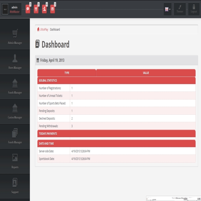 UltraPlay Admin Console - ASP.NET MVC Backend Infrastructure
